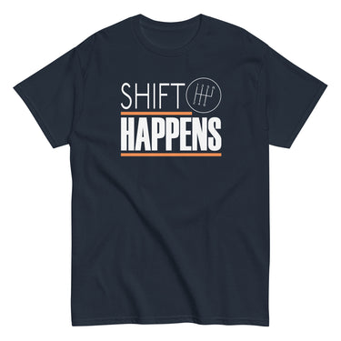 Car Enthusiast T-Shirt, Shift Happens Shirt, Manual Transmission Tee in navy